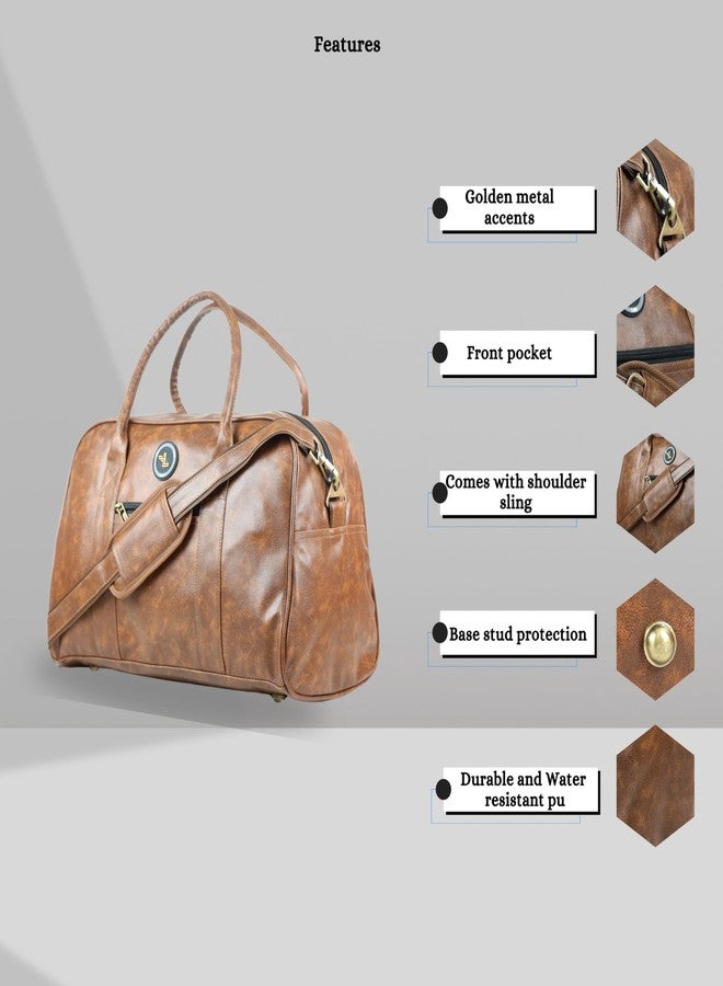 ليجو حقيبة سفر جلدية بنية اللون للرجال والنساء | حقيبة سفر، حقيبة لعطلة نهاية الأسبوع، حقيبة رياضية مع حزام كتف - Image 4